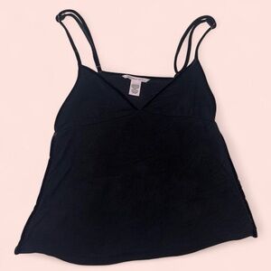 Victoria's Secret Black Camisole Top With Open Side and Velour Trim
